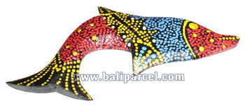 Magnet With Dot Painting, Handcarved From  Albesia Wood