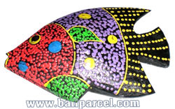 Magnet With Dot Painting, Handcarved From  Albesia Wood