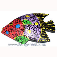 Magnet With Dot Painting, Handcarved From  Albesia Wood