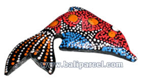 Magnet With Dot Painting, Handcarved From  Albesia Wood
