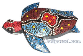 Magnet With Dot Painting, Handcarved From  Albesia Wood