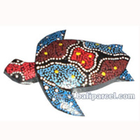 Magnet With Dot Painting, Handcarved From  Albesia Wood