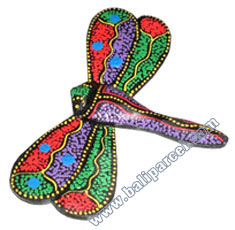 Magnet With Dot Painting, Handcarved From  Albesia Wood