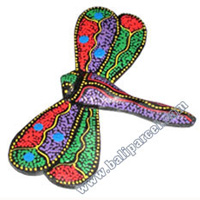 Magnet With Dot Painting, Handcarved From  Albesia Wood