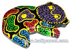 Magnet With Dot Painting, Handcarved From  Albesia Wood