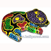 Magnet With Dot Painting, Handcarved From  Albesia Wood