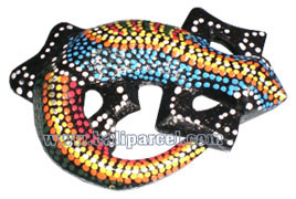 Magnet With Dot Painting, Handcarved From  Albesia Wood