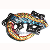 Magnet With Dot Painting, Handcarved From  Albesia Wood