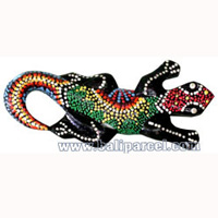 Magnet With Dot Painting, Handcarved From  Albesia Wood