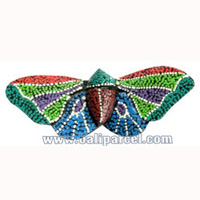 Magnet With Dot Painting, Handcarved From  Albesia Wood