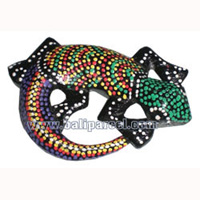 Magnet With Dot Painting, Handcarved From  Albesia Wood