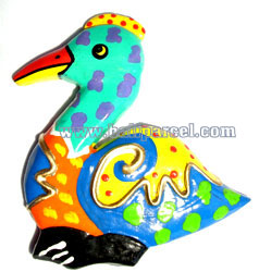 Magnet With Crazy Color, Handcarved From  Albesia Wood