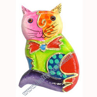 Magnet With Crazy Color, Handcarved From  Albesia Wood