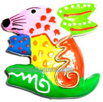 Magnet With Crazy Color, Handcarved From  Albesia Wood