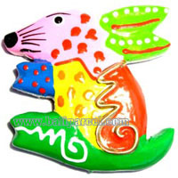 Magnet With Crazy Color, Handcarved From  Albesia Wood