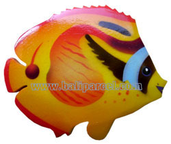 Magnet With Airbrushed, Handcarved From  Albesia Wood