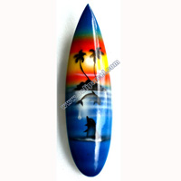 Surfboard Magnet With Airbrushed, Handcarved From Albesia Wood