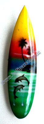Surfboard Magnet With Airbrushed, Handcarved From Albesia Wood
