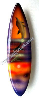 Surfboard Magnet With Airbrushed, Handcarved From Albesia Wood