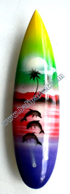Surfboard Magnet With Airbrushed, Handcarved From Albesia Wood