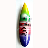 Surfboard Magnet With Airbrushed, Handcarved From Albesia Wood