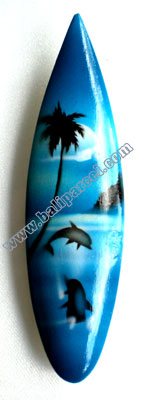 Surfboard Magnet With Airbrushed, Handcarved From Albesia Wood