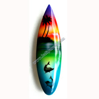Surfboard Magnet With Airbrushed, Handcarved From Albesia Wood