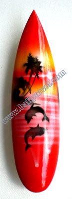 Surfboard Magnet With Airbrushed, Handcarved From Albesia Wood