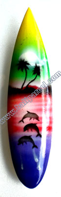 Surfboard Magnet With Airbrushed, Handcarved From Albesia Wood