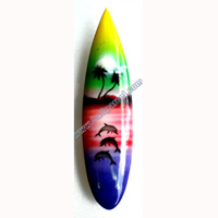 Surfboard Magnet With Airbrushed, Handcarved From Albesia Wood