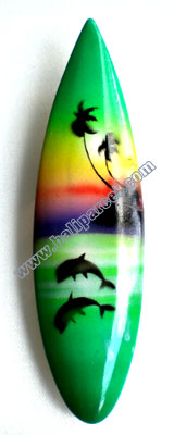 Surfboard Magnet With Airbrushed, Handcarved From Albesia Wood