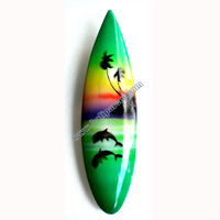 Surfboard Magnet With Airbrushed, Handcarved From Albesia Wood