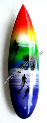 Surfboard Magnet With Airbrushed, Handcarved From Albesia Wood