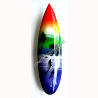 Surfboard Magnet With Airbrushed, Handcarved From Albesia Wood