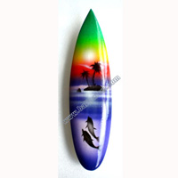 Surfboard Magnet With Airbrushed, Handcarved From Albesia Wood