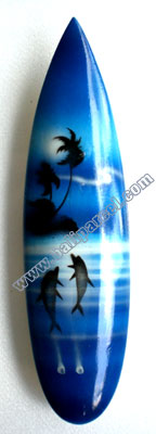 Surfboard Magnet With Airbrushed, Handcarved From Albesia Wood