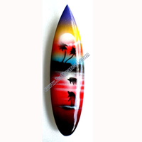 Surfboard Magnet With Airbrushed, Handcarved From Albesia Wood