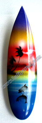 Surfboard Magnet With Airbrushed, Handcarved From Albesia Wood