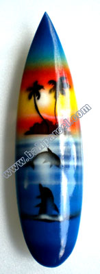 Surfboard Magnet With Airbrushed, Handcarved From Albesia Wood