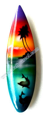 Surfboard Magnet With Airbrushed, Handcarved From Albesia Wood