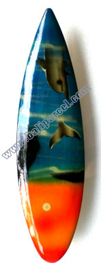 Surfboard Magnet With Airbrushed, Handcarved From Albesia Wood
