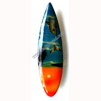 Surfboard Magnet With Airbrushed, Handcarved From Albesia Wood