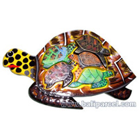 Wooden Painted Turtle Puzzle, And 5 Small Turtles.