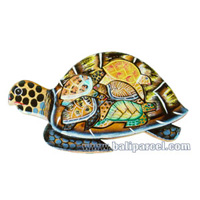 Wooden Painted Turtle Puzzle, And 5 Small Turtles.