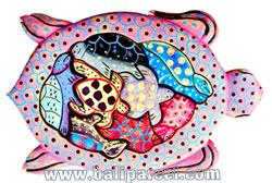Wooden Painted Turtle Puzzle, And 8 Small Turtles.