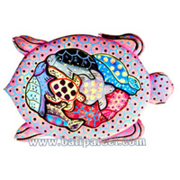 Wooden Painted Turtle Puzzle, And 8 Small Turtles.