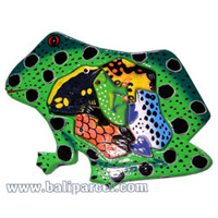 Wooden Painted Frog Puzzle, And 5 Small Frogs.
