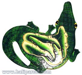 Wooden Painted Crocodile Puzzle, And 5 Small Crocodiles.
