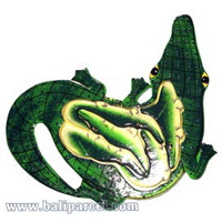 Wooden Painted Crocodile Puzzle, And 5 Small Crocodiles.