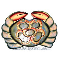 Wooden Painted Crab Puzzle, And 5 Small Crabs.
